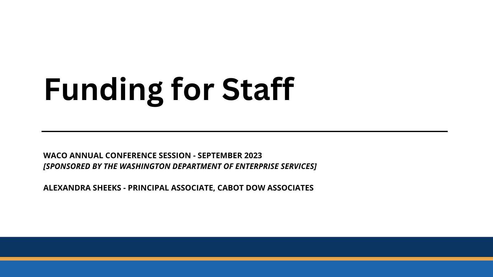 WACO Conference 2023 - Funding for Staff