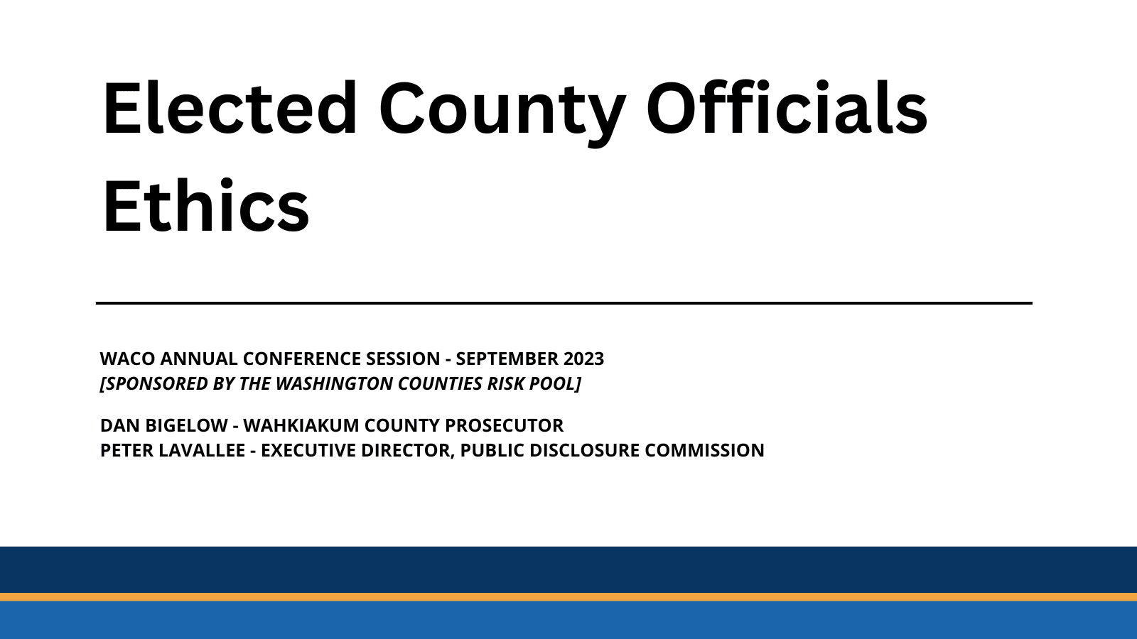 WACO Conference 2023 - Elected Officials Ethics